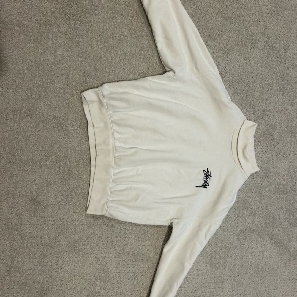 Stussy Cream Hoodie with Black Tag